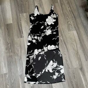 Floral slip maxi dress with slit